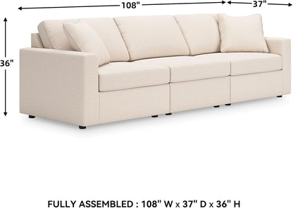 Signature Design by Ashley Modmax Coastal Press-Back Swivel Glider Rocker Recliner with Machine Washable Cover, Hidden Storage Compartments and 2 Bolster Pillows, Beige - Colors B