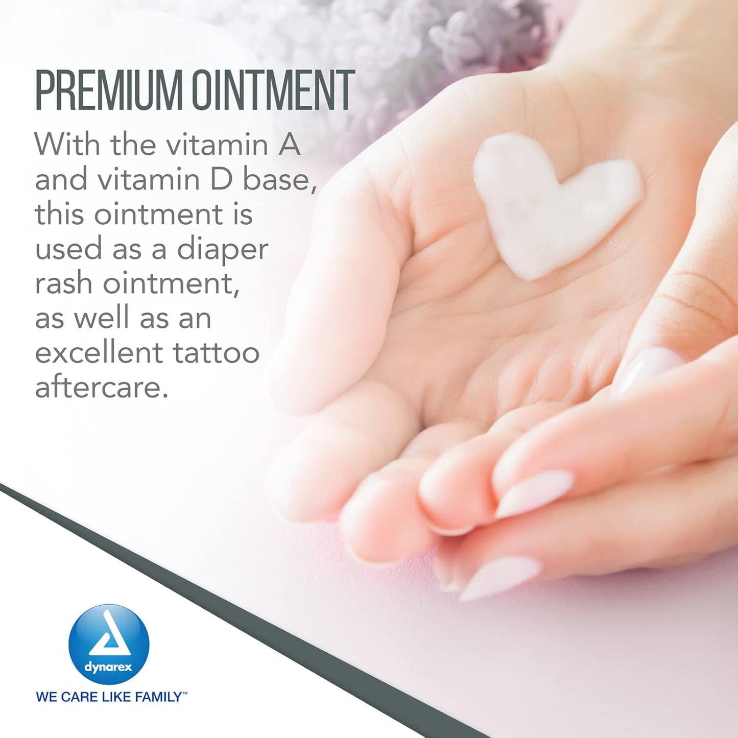 Dynarex Vitamins A & D Ointment, Ointment with Vitamin A and Vitamin D Skin Protectant, for Diaper Rash and Discomfort, White, 15 oz Jar