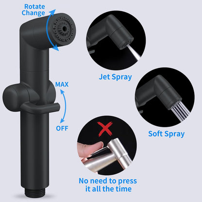 JONKEAN Muslim Shower, Water Pressure Control Toilet Bidet Sprayer, Multi-Function Diaper Sprayer for Toilet, Hand Held Bidet Set Sprayer with Hose, Bracket and T-Valve (Chrome)