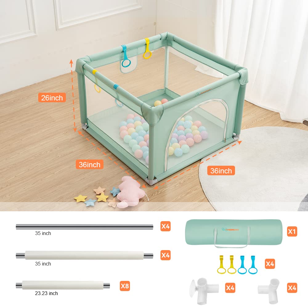 COMOMY Playpens for Babies and Toddlers, Small Baby Play Pens, Activity Center for Safe and Non-Slip Baby Fence, Full Mesh Design, Indoor & Outdoor Kids Activity Center (Dark Grey, 36"x36")