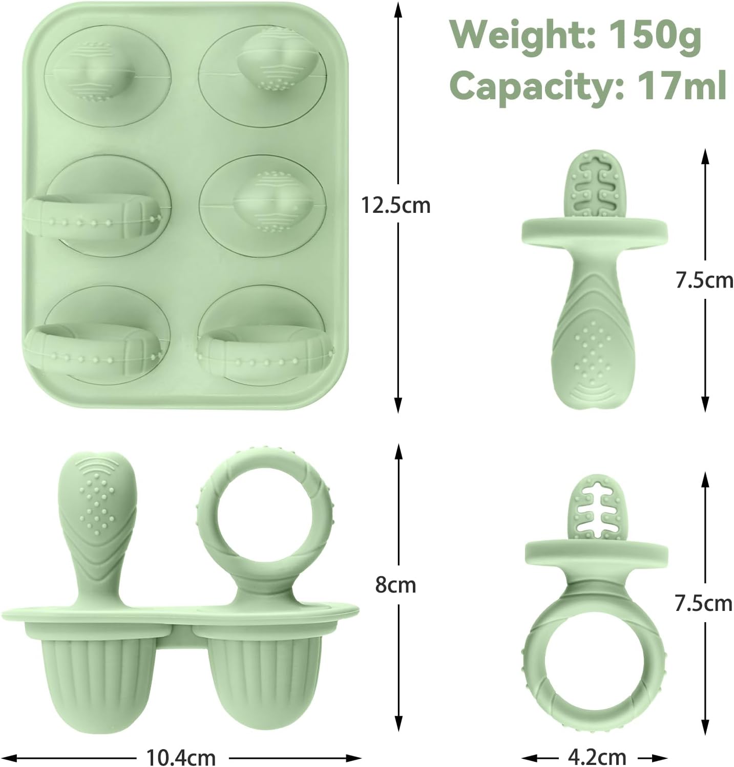 Silicone Toddlers Popsicle Molds with Sticks, 2Packs Mini Popsicles Molds for Baby Breastmilk Popsicle Molds for Teething Relief, Frozen Treats Maker Popsicle Maker Ice Pop Mold for Babies Kids