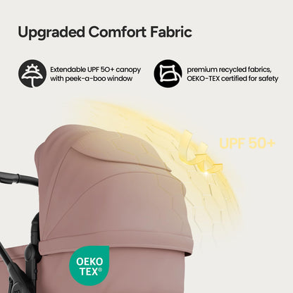 Mompush Baby Stroller, Convertible 2-in-1 with Bassinet Option, Infant Car Seat Compatible, Includes Adapter - Sturdy Full-Size Infant Stroller for Family Adventures