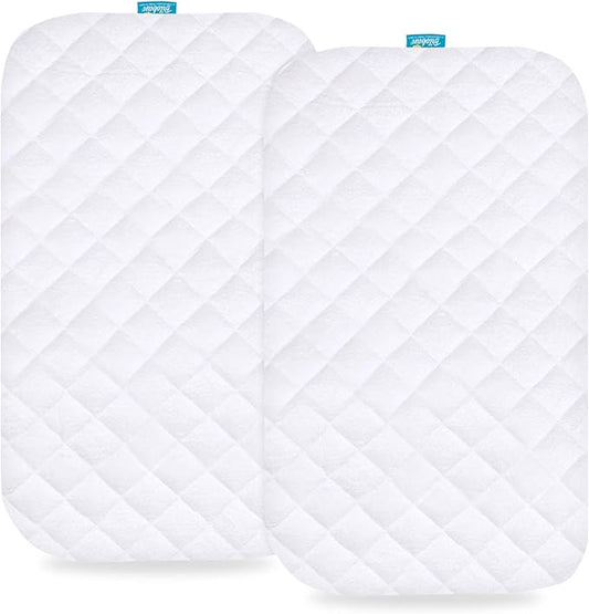Bassinet Mattress Pad Cover Compatible with YADAQE Baby Bassinet, Larex 3 in 1 Baby Bassinet and Bold Bedside Crib, 2 Pack, Waterproof Quilted Ultra Soft Surface