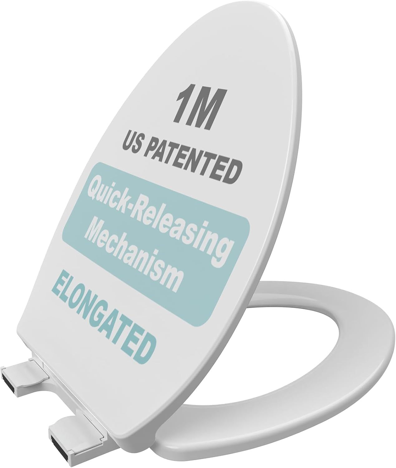 1M Family Toilet Seat, Patented Slow Close & Quick Releasing Technology, Anti-Wiggling, Easy to Install and Clean, Standard Elongated with Toddler Seat Built In (1 Piece)