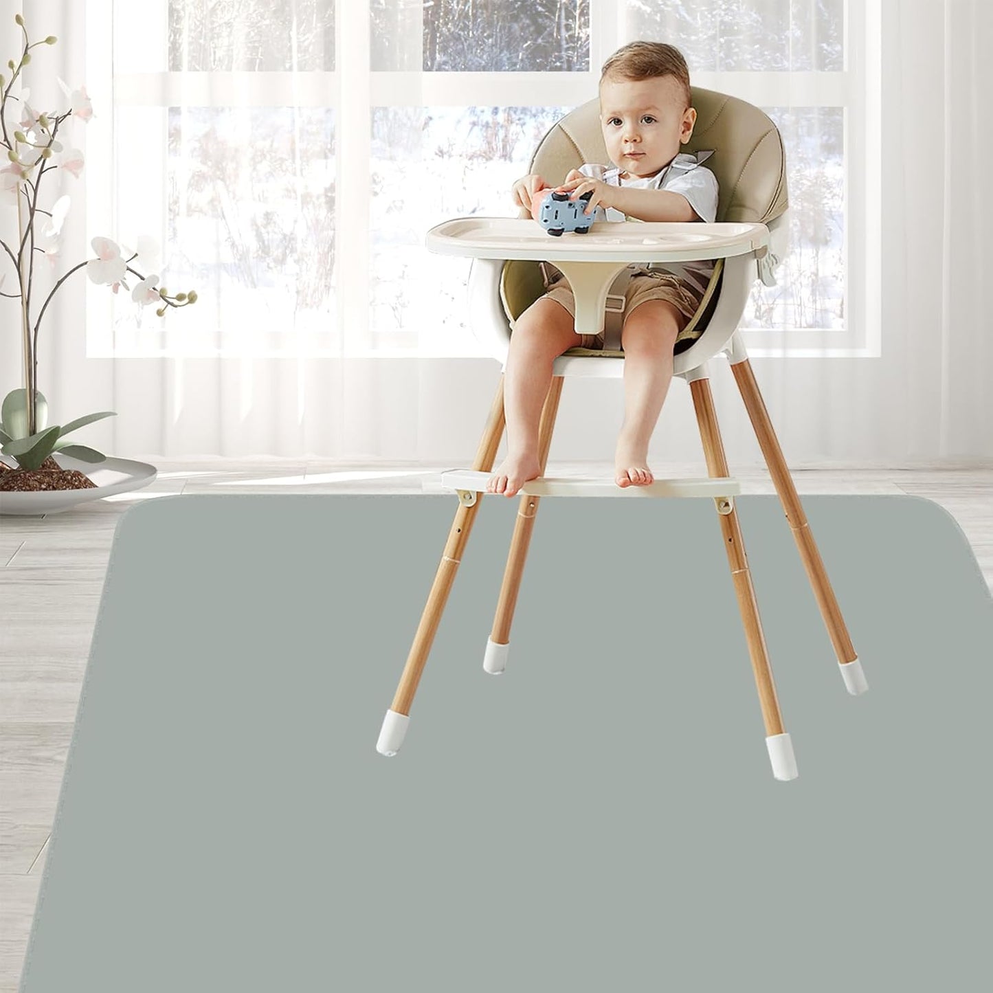Splat Mat for Under High Chair/Arts/Crafts by CLCROBD, 51" Baby Anti-Slip Food Splash and Spill Mat for Eating Mess, Waterproof Floor Protector and Table Cloth