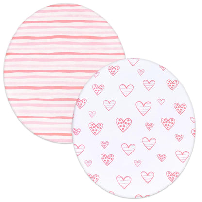 Bassinet Sheets Fit for Simmons Kids By The Bed City Sleeper Bassinet(Twins), Moses Basket and Hospital Bassinet, 100% Cotton, 2 Pack, Gray and White Print - Colors A
