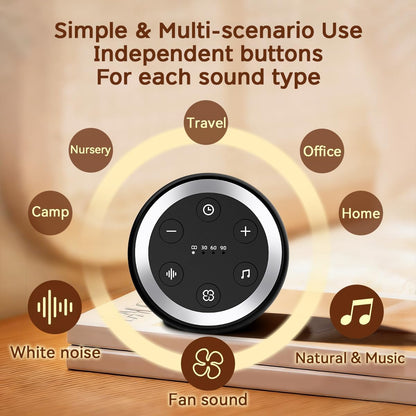 Continuous Sound Machine Battery Small White Noise Machine for Baby Kids Adult with 32 Soothing Sounds 32 Volume Levels Sleep Brown Noise Machine for Travel Office Privacy with 4 Timer & Memory