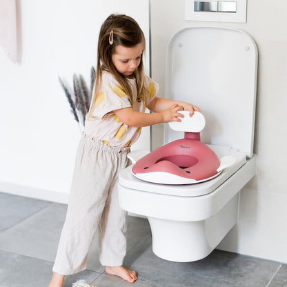 Kindsgut Whale Potty Training Seat for Toddlers – Kids Toilet Seat with Backrest, Non-Slip, Fits Round & Oval Toilet Seats, Designed in Germany, Peach