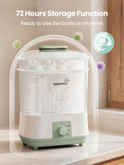 Grownsy Adjustable 4 in 1 Large Bottle Sterilizer and Dryer, 8 Bottles Capacity,Electric Steam Baby Bottle Sterilizer, Sanitizer for Baby Bottles & Pacifiers, Breast Pump Parts