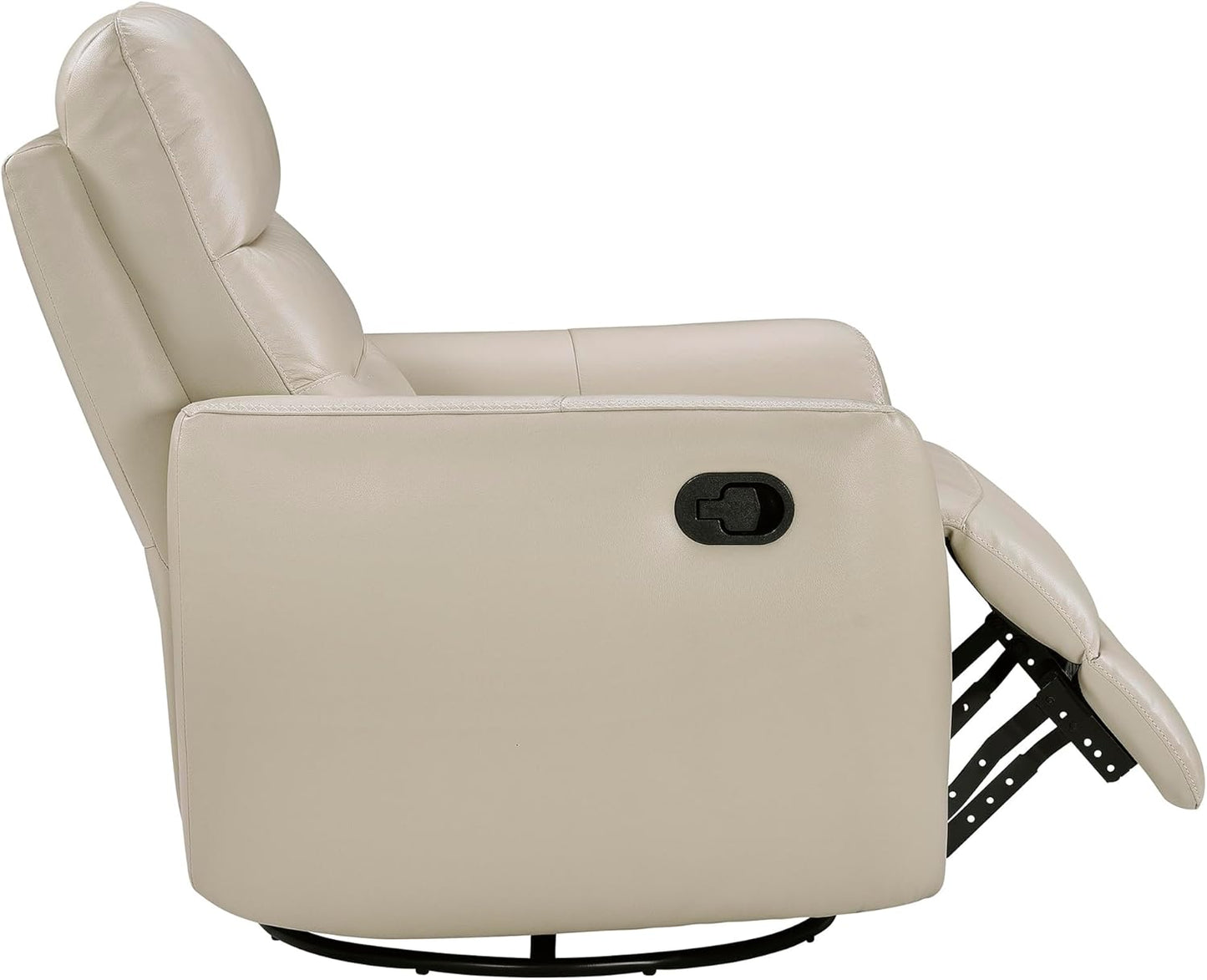 Lexicon 360 Degree Swivel Glider Reclining Chair, Manual Tab Pull Recliner, Leather Match Swivel Glider Recliner with Plush Foam, Sturdy Frame for Living Room/Office/Bedroom, Taupe