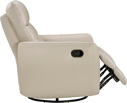 Lexicon 360 Degree Swivel Glider Reclining Chair, Manual Tab Pull Recliner, Leather Match Swivel Glider Recliner with Plush Foam, Sturdy Frame for Living Room/Office/Bedroom, Taupe