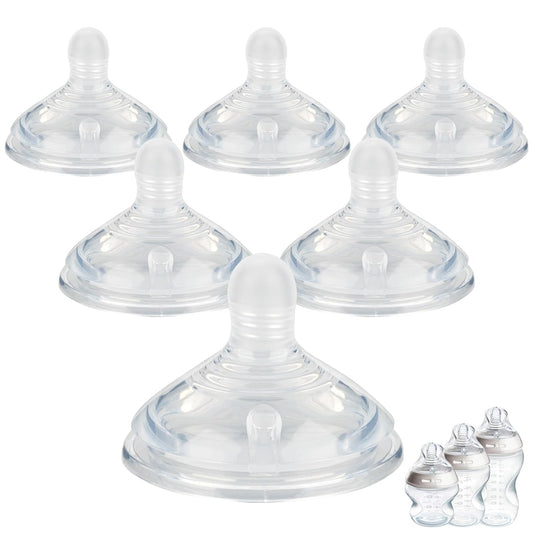 6Pack Silicone Nipples (L) for Tommee Tippee Natural Start Anti-Colic Bottles &Advanced Anti-Colic Bottles,Closer to Nature Bottle,Fast Flow,Size 3 Nipple,6m+