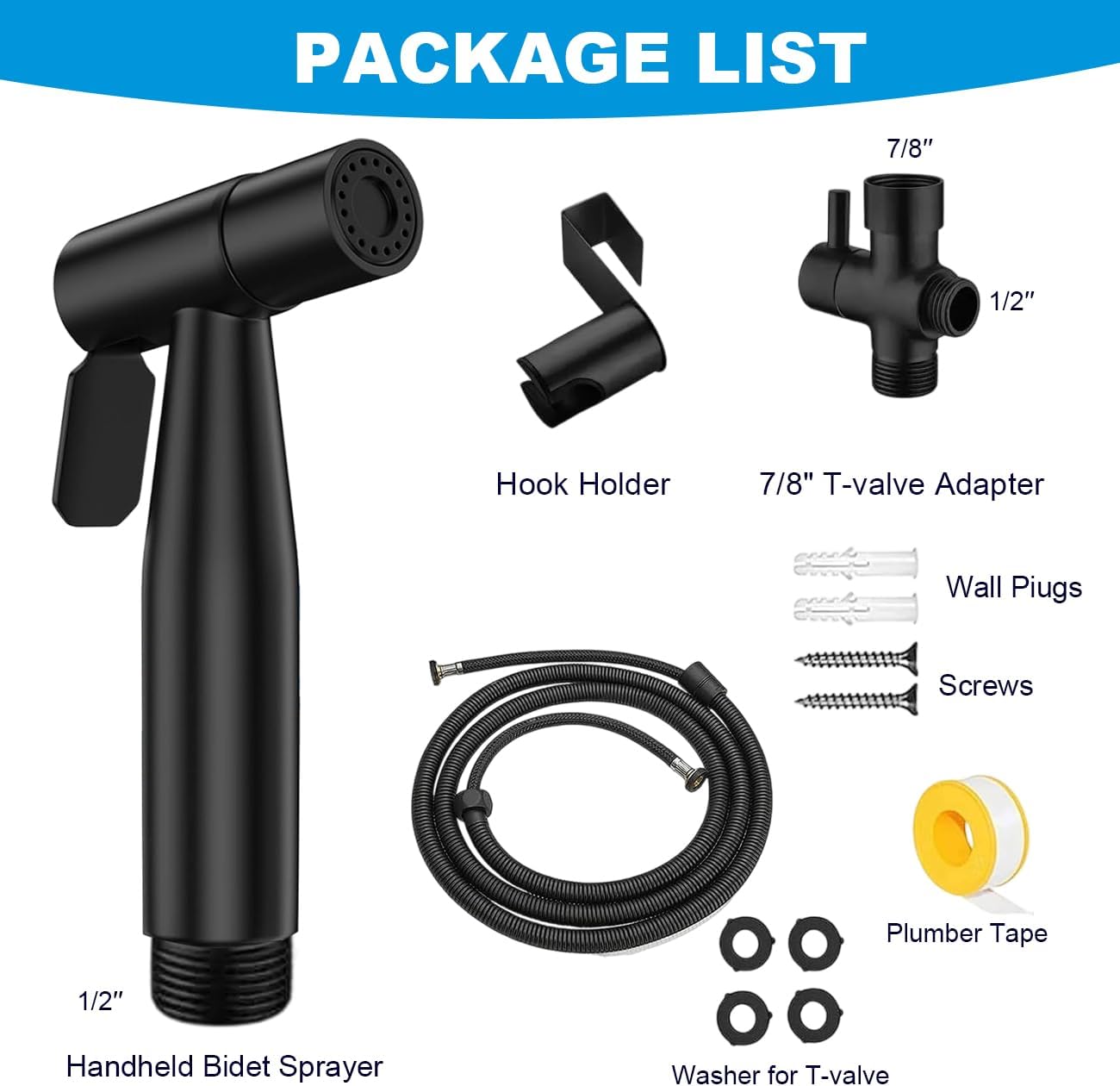 Handheld Bidet Sprayer for Toilet, Adjustable Stainless Steel Bathroom Bidet Sprayer Attachment Set with Hose for Baby Cloth Diaper, Leakproof High Pressure Toilet Muslim Shower Jet
