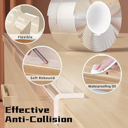 4 FT Corner Protectors Baby Proofing, Clear Edge Protector Strip, Soft Corner Protectors for Kids, Baby Child Safety Tables Corner Guards for Furniture Against Sharp Corners for Cabinets, Tables