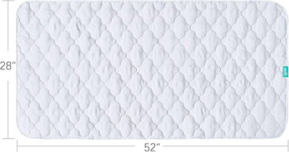 Waterproof Crib Mattress Protector Pad 28" x 52",Non-Slip & Absorbent Mattress Pad for Baby Standard Crib/Bed, Quilted Machine Washable White