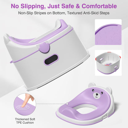 3-in-1 Toddler Potty Training Toilet for Boys & Girls - Convertible Potty Chair with Step Stool for Toddlers 1-3, Anti-Slip Design Toddler Toilet Seat - Removable & Easy to Clean