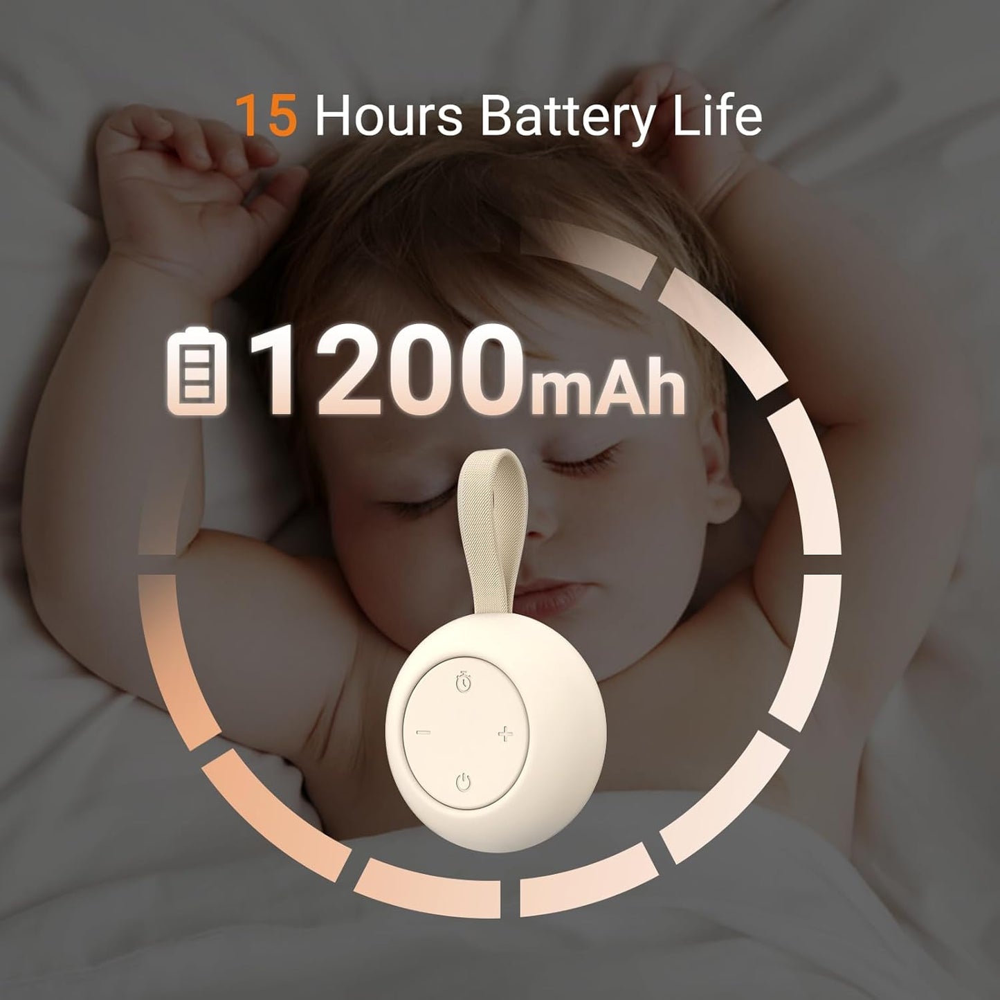 Portable Baby Sound Machine [White Noise for Babies Kids Adults][Timer Function][12 Soothing Sounds][Sleep Soother] 15 Hours Battery Life, Travel,Registry,Gifts,Shower,Clips on Baby Stroller