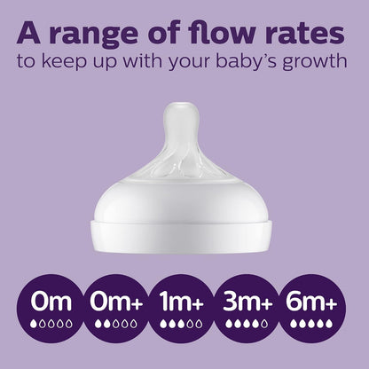 Philips Avent Natural Glass Baby Bottles with Natural Response Nipples (Slow Flow, Flow 2), 4oz, 4-Pack, SCY910/04