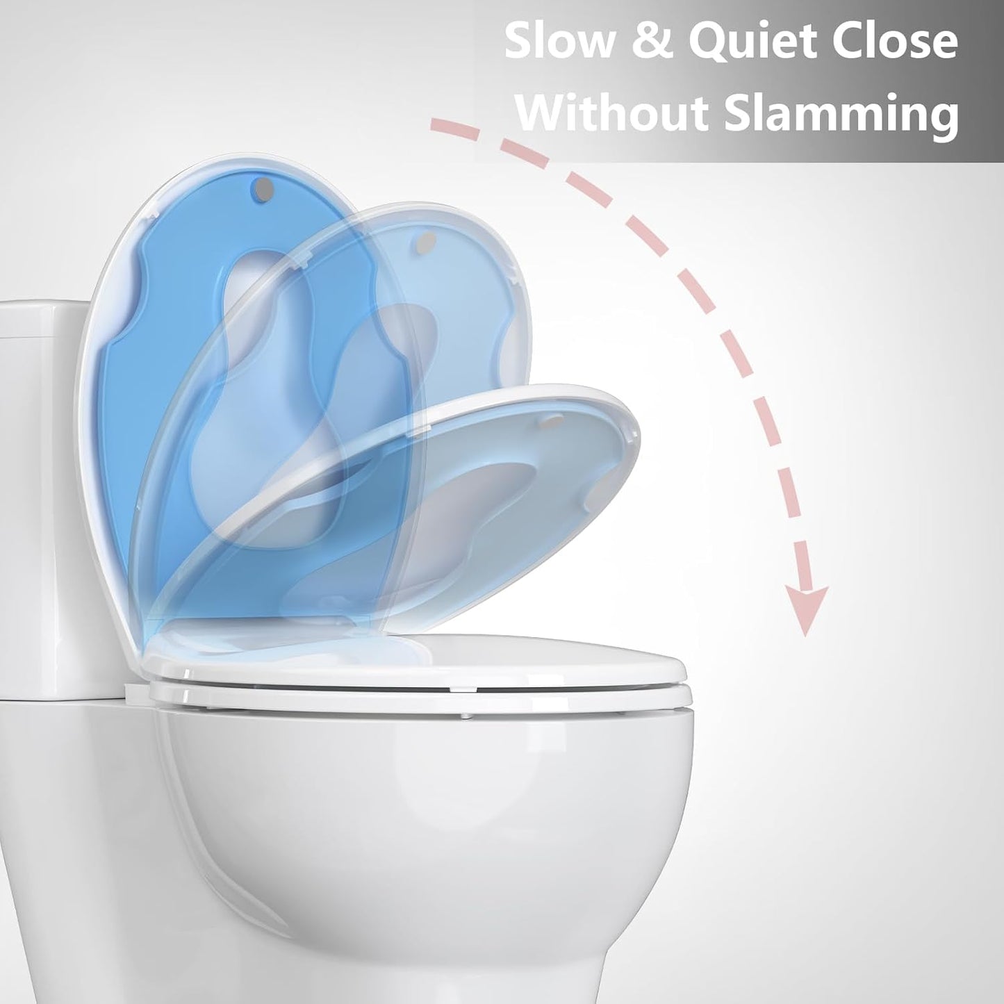 Toilet Seat Round,Toilet Seat with Toddler Seat Built in, Potty Training Toilet Seat Round Fits Both Adult and Child, with Soft Close,Easy Install and Clean - White, Round