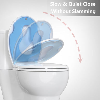 Toilet Seat Round,Toilet Seat with Toddler Seat Built in, Potty Training Toilet Seat Round Fits Both Adult and Child, with Soft Close,Easy Install and Clean - White, Round