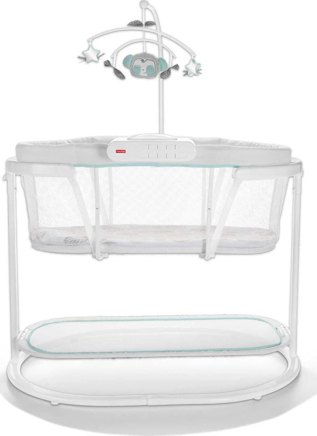 Fisher-Price Baby Bedside Sleeper Soothing Motions Bassinet with Lights Music Vibrations & Toy Mobile for Newborns 0+ Months, Sweet Snugamonkey