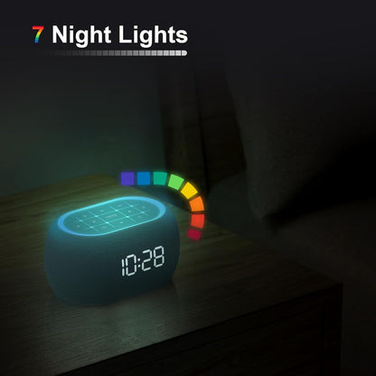 ANJANK White Noise Sound Machine Alarm Clock with Bluetooth Speaker, Hi-Fi Stereo Sound, 21 Soothing Sounds/7 Night Lights, 0-100% Dimmer/Sleep Timer, Soother for Teens Kids Girls, Bedroom, Pink