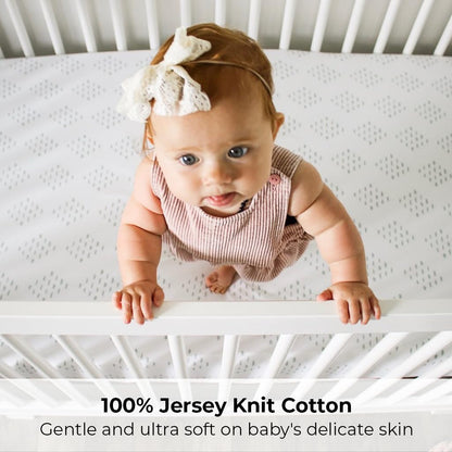 Ely's & Co. Pack N Play Fitted Playard Sheets - Breathable 100% Jersey Knit Cotton - Unisex Mini Crib Mattress Cover - Grey Sage Diamond - 2 Pack Set