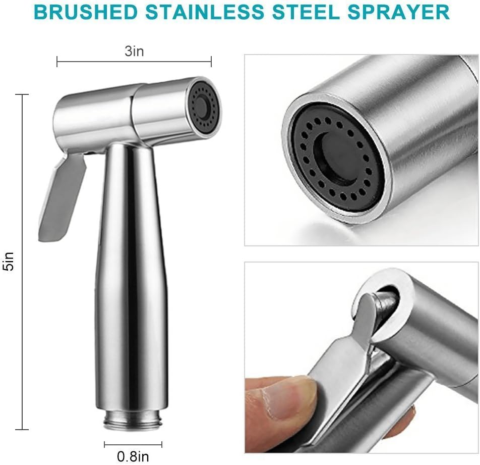 Handheld Bidet Sprayer for Toilet, IDMAX Jet Sprayer for Toilet Muslim Shower Set with 49-inch Hose and Bracket, Adjustable Bidet Attachment Water Pressure Controlfor Feminine Wash