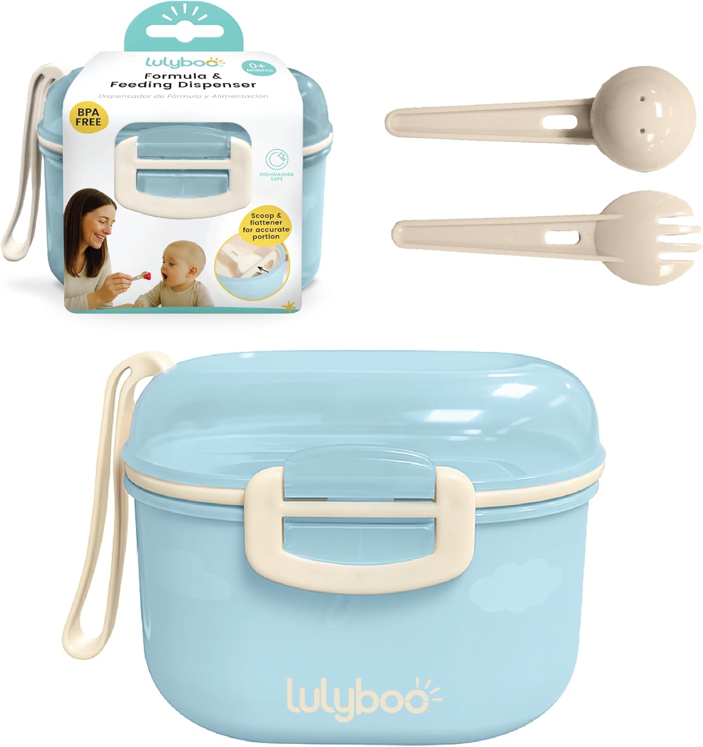 Lulyboo Baby Formula Milk Powder Container - Travel-Friendly, Airtight Storage with Scoop & Spork, Compact BPA-Free, Easy-to-Clean Portable Baby Feeding Accessories (Clay)