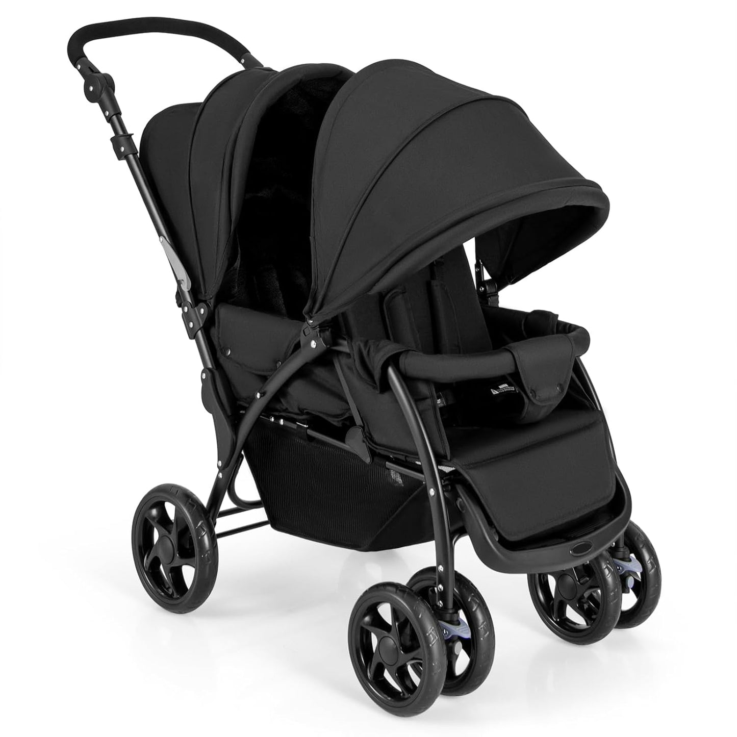 HONEY JOY Double Stroller, Foldable Lightweight Infant Twin with Tandem Seating, 5-Point Harness, Recline Seat, Storage Basket, Compact Baby Double Stroller Newborn and Toddler (Black)