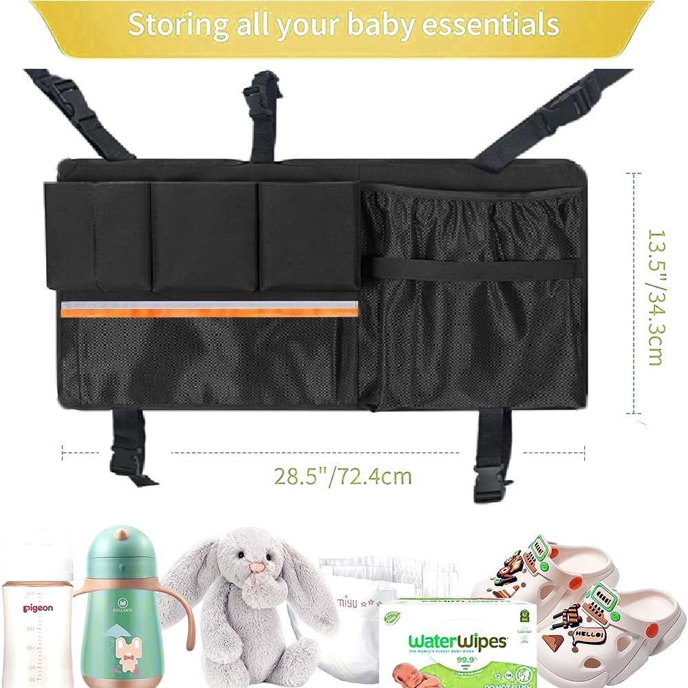 Wagon Organizer - Wagon Storage Attachment，Wagon Accessories Organizer Compatible, Large Capacity Mesh Cargo Storage Bag with Sorting Pockets Compatible with Wagon, Black