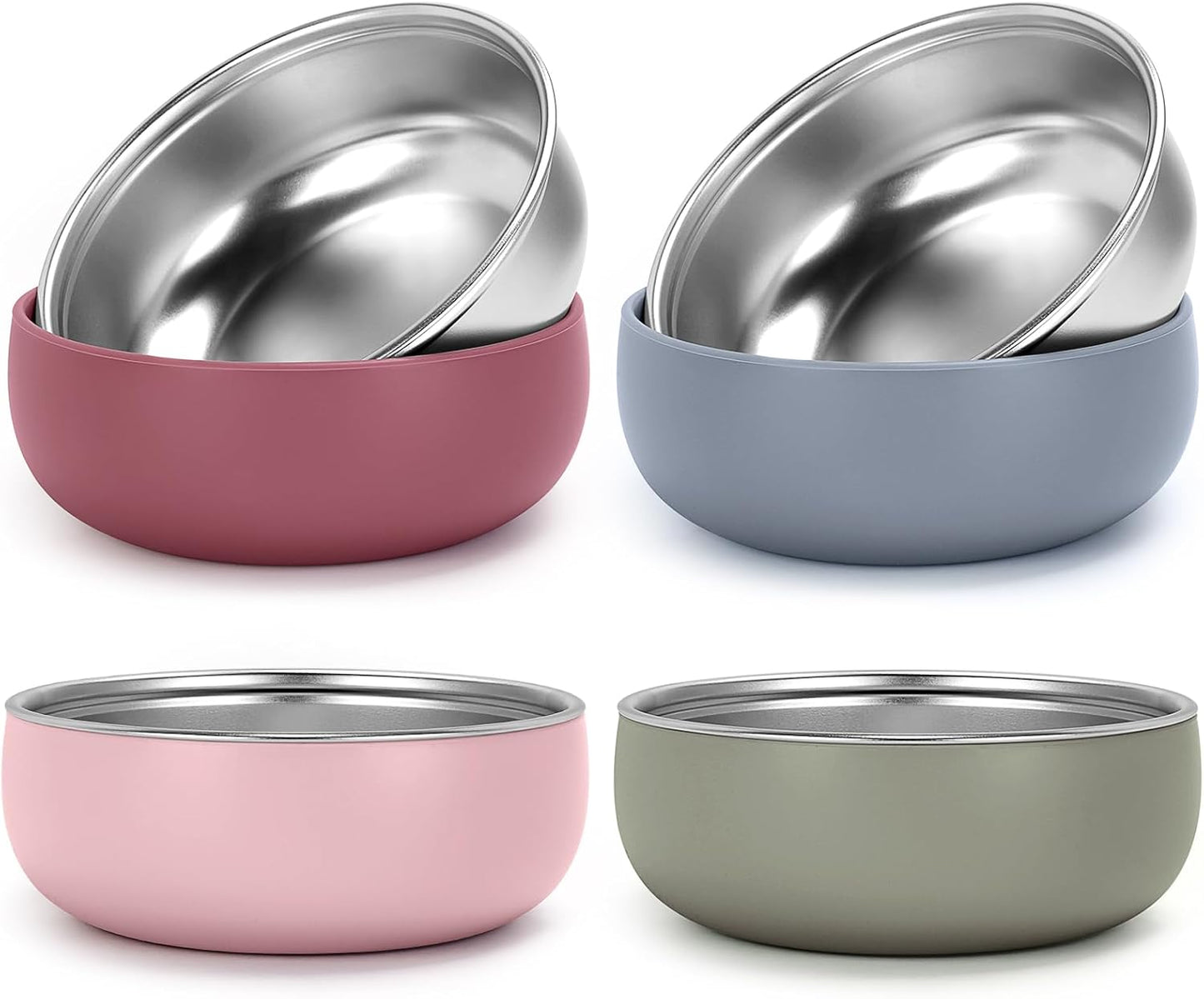 ShineMe Stainless Steel Bowls, 6 pack Snack Containers with Removable Colorful Silicone Sleeves, Unbreakable Kids Bowls for Icecream, Soup, Cereal, Yogurt...