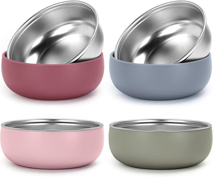 ShineMe Stainless Steel Bowls, 6 pack Snack Containers with Removable Colorful Silicone Sleeves, Unbreakable Kids Bowls for Icecream, Soup, Cereal, Yogurt...