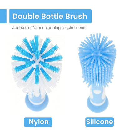 Ariseno 5-in-1 Baby Bottle Brush Set, Including Nylon and Silicone Bottle Brush, Bottle Cap, Straw and Nipple Cleaner, BPA-Free (Blue)