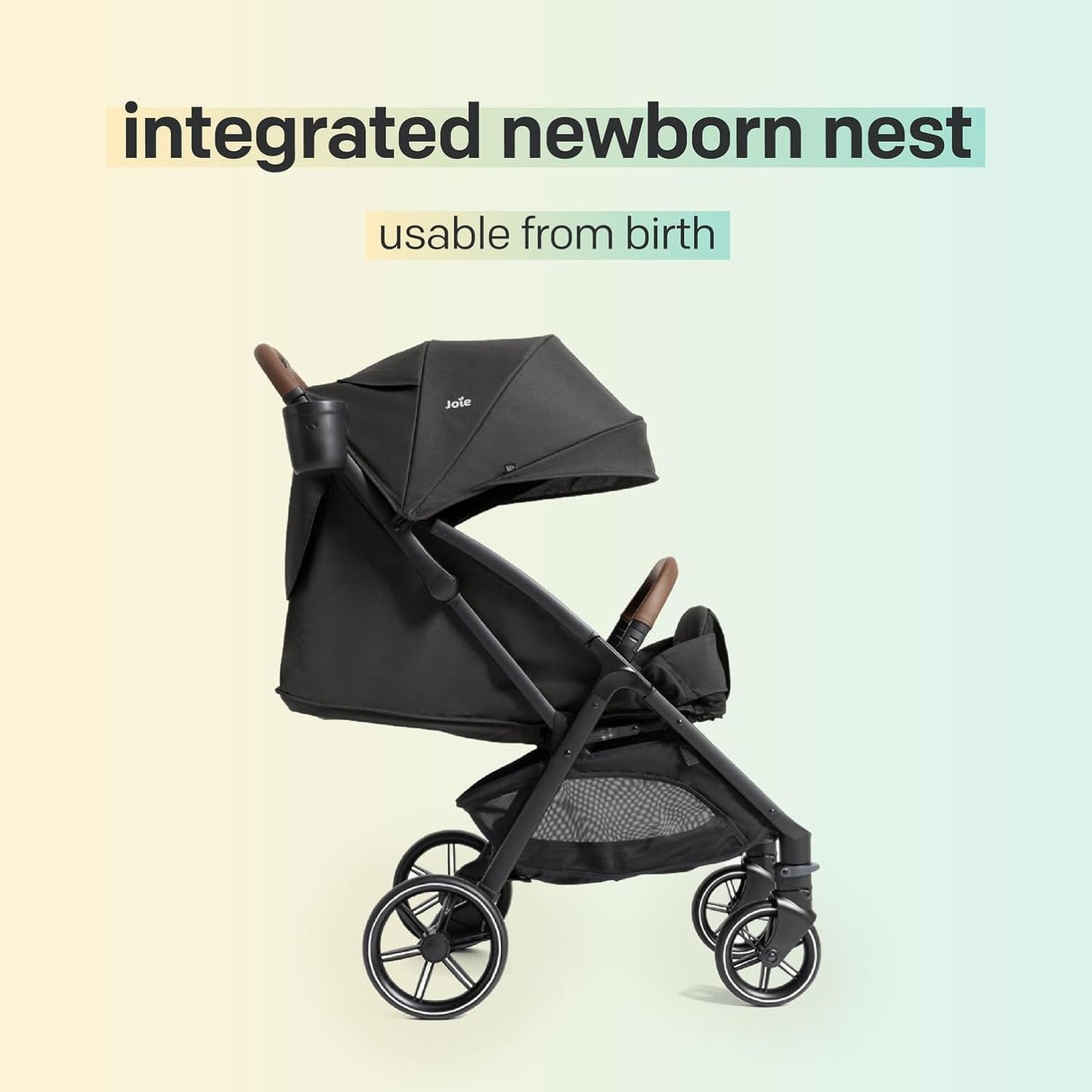 Joie Nutmeg Compact Stroller – Lightweight and Compact Stroller with One-Hand Fold (Evergreen)