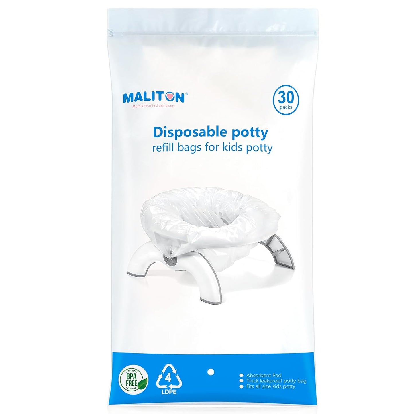 [80 Counts] Disposable OXO Potty Bags, Potty Liners for Portable Potty, Maliton Travel Potty Fit Bags for OXO Tot 2-in-1 Go Potty, Universal Travel Potty Refill Bags Fit Most Potty Chairs for Cleanup