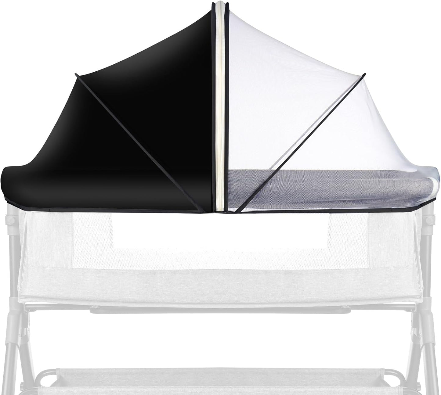 Bassinet Cover Mosquito Net for Babies to Keep Insects/Bugs/Cats Out, Toddler Bassinet/Bedside Sleeper/Crib Net with Two-Way Zippers & Storage Bag, Breathable Mesh Holes, White