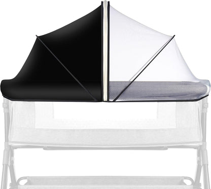 Bassinet Cover Mosquito Net for Babies to Keep Insects/Bugs/Cats Out, Toddler Bassinet/Bedside Sleeper/Crib Net with Two-Way Zippers & Storage Bag, Breathable Mesh Holes, White