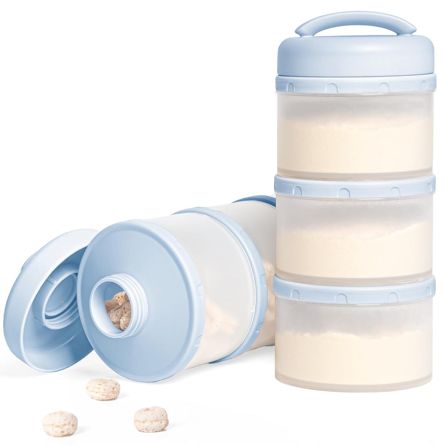 Termichy Stackable Formula Dispenser Portable Milk Powder Container, 2 Pack, Warm Grey