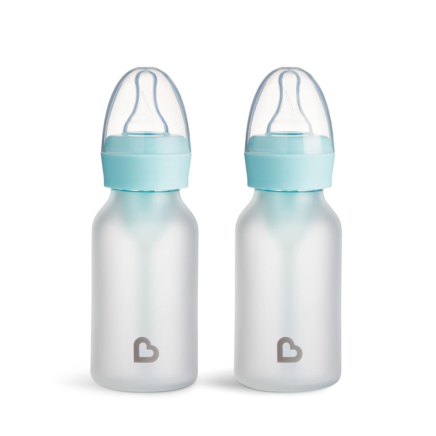 Munchkin Bond Silicone Coated Glass Baby Bottles - Anti-Colic Feeding System with Natural Feel Nipples, 4 Ounce, 2 Pack, White