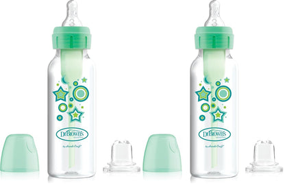 Dr. Brown's Anti-Colic Options+ Narrow Sippy Bottle Starter Kit, 8oz/250mL, with Level 3 Medium-Fast Flow Nipple and Soft 100% Silicone Sippy Spout, Blue, BPA Free, 6m+