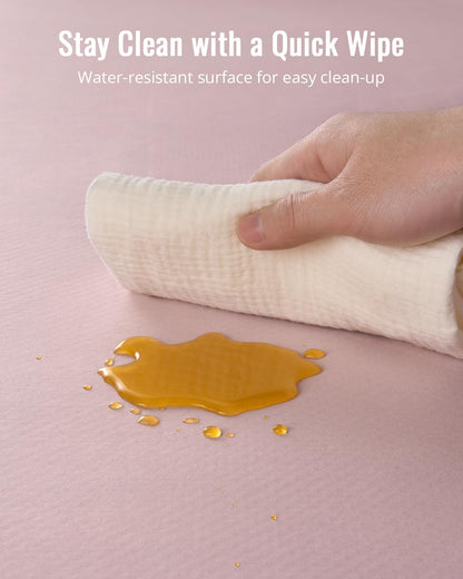 Blissful Diary Baby Splat Mat for Under High Chair, 50.4 x 50.4 Inch Wipeable Splash Mat, Waterproof and Washable, Anti-Slip Floor Protector, Retro Rainbow