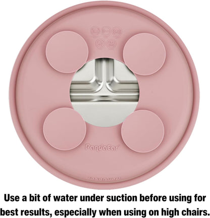 PandaEar 3 Pack Stainless Steel Baby Suction Plates, Divided Toddler Plate for Baby Led Weaning Supplies, Non-Slip Toddler Baby Feeding Set Dishwasher Safe (Pink/Linen/Light Pink)