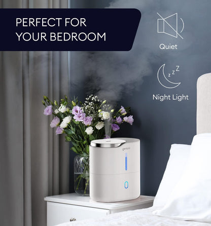 GENIANI Portable Cool Mist Humidifiers for Bedroom & Office - Ultrasonic Humidifier for Home, Baby, Small Room with Auto Shut Off, 250ML Easy to Clean Water Tank