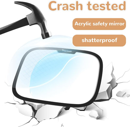Rear Facing Baby Car Mirror, Safety Fixed Headrest Baby Car Mirror with Wide Clear View, Shatterproof, 360° Rotation, Crash Tested and Certified