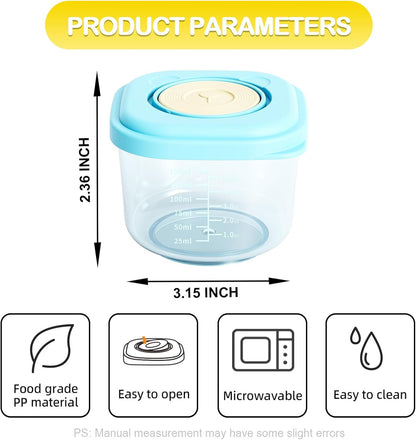 Baby Food Containers - 5 oz Food and Snack Storage Jars with Sealing Lids, Safe and Durable, Freezer, Microwave and Dishwasher Safe