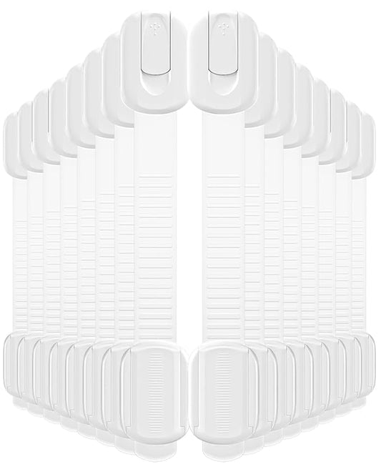 16 Pack Cabinet Locks Baby Proofing, Child Proof Cabinet Locks with 3M Adhesive - Easy Installation with Adjustable Straps, Multi-Purpose Child Safety Latches for Drawers Fridge Trash Cans Toilets