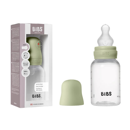 BIBS Baby Bottle 5 oz / 150 ml Silicone Nipple 2 Pack - Anti-Colic, BPA-Free, Round Nipple, Slow Flow, Lightweight & Easy to Clean, Suitable for Newborns 0+ Years - Ivory