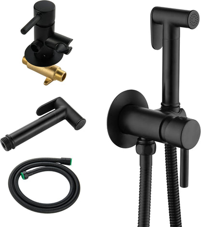 SHAMANDA Handheld Bidet Sprayer for Toilet, Stainless Steel Baby Cloth Diaper Sprayer Kit, Bathroom Toilet Bidet Attachment Set for Bathing Pets Feminine Hygiene, Matte Black BDS01-7
