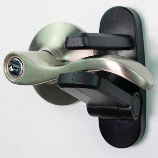 Door Lever Lock (3 Pack) Prevents Toddlers from Opening Doors. 3.25" L * 1.5" W * 4.5" H Easy One Hand Operation for Adults. Durable ABS with 3M Adhesive Backing. Simple Install (Black)